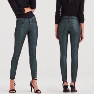 7 For All Mankind Metallic Green Skinny Jeans